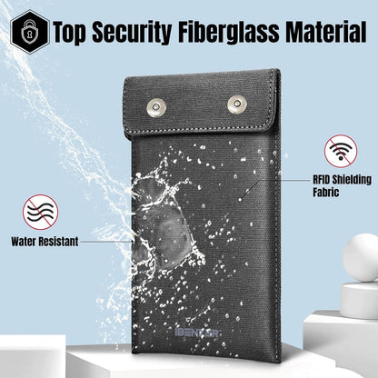 IBENZER Faraday Bag 2 Packs Signal Blocking Pouch for Phones, Key Fobs & Small Devices, Water-Resistant, Magnetic Closure with ID Holder WiFi/RFID/GPS Blocker, Black, CP05BK-FS(2PK)