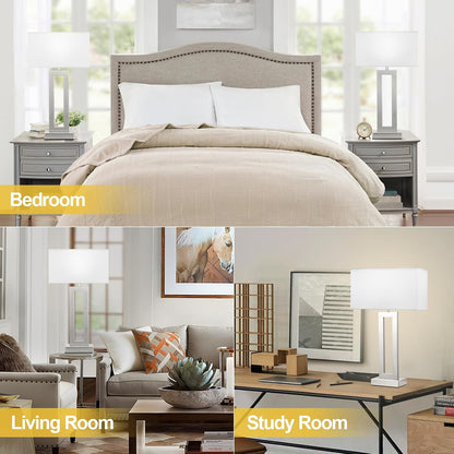 Gold Table Lamps Set of 2, 16.4" Bedside Lamps for Nightstand with USB C+A