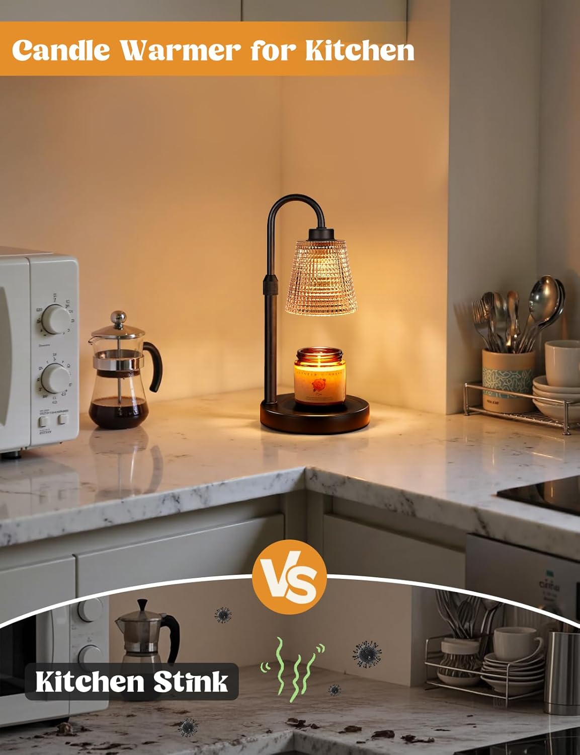 Innqoo Candle Warmer Lamp with Timer, Dimmable Candle Warmer for Jar Candles, Height Adjustable Wax Melts Warmer, Birthday Gifts for Women Mom, House Warming Gifts New Home Decor