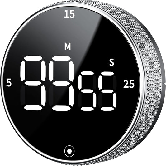 Seniny Digital Kitchen Timer with Magnetic - Visual Timer with Large LED Display, Pomodoro Classroom Timers with 3-Preset Times, Volume Adjustable, Countdown & Count Up Timers for Cooking