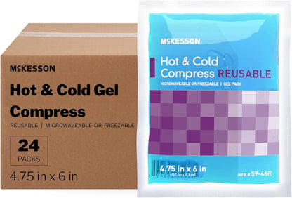 McKesson Cold and Hot Compress Reusable [24 Pack] Gel Ice Hot Packs for Injuries, 6.75 in x 10.5 in