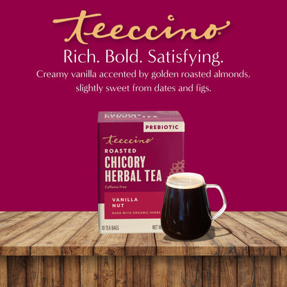 Teeccino Holiday Herbal Tea Sampler Assortment - Candy Cane, Gingerbread, Snickerdoodle - Caffeine-Free Holiday Dessert Teas with Prebiotic Chicory, 12 Tea Bags