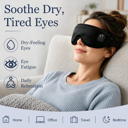 Cordless Heated Eye Mask-4 Heat Levels & 4 Timers Heated Eye Mask Rechargeable for Dry Eyes Warm Compress for Eyes Home Office Travel Sleep Soft Adjustable Portable Eye Mask Gift for Women Men