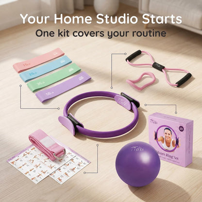 Dance Pilates Ring and Ball Set with Video Tutorials, Home Pilates Kit