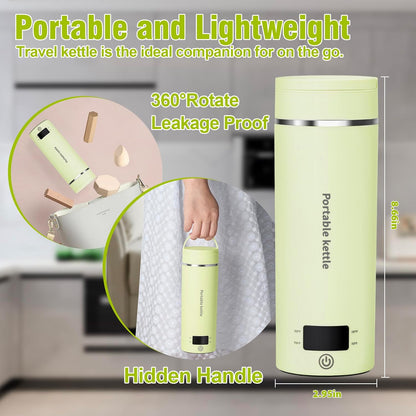 Travel Electric Kettle Portable Mini Kettle,Small Hot Water Boiler with 4 Temperature Settings,304 Stainless Steel,Fast Boiling Water with Auto Shut-Off and Boil Dry Protection,400ml (Beige, 400ML)