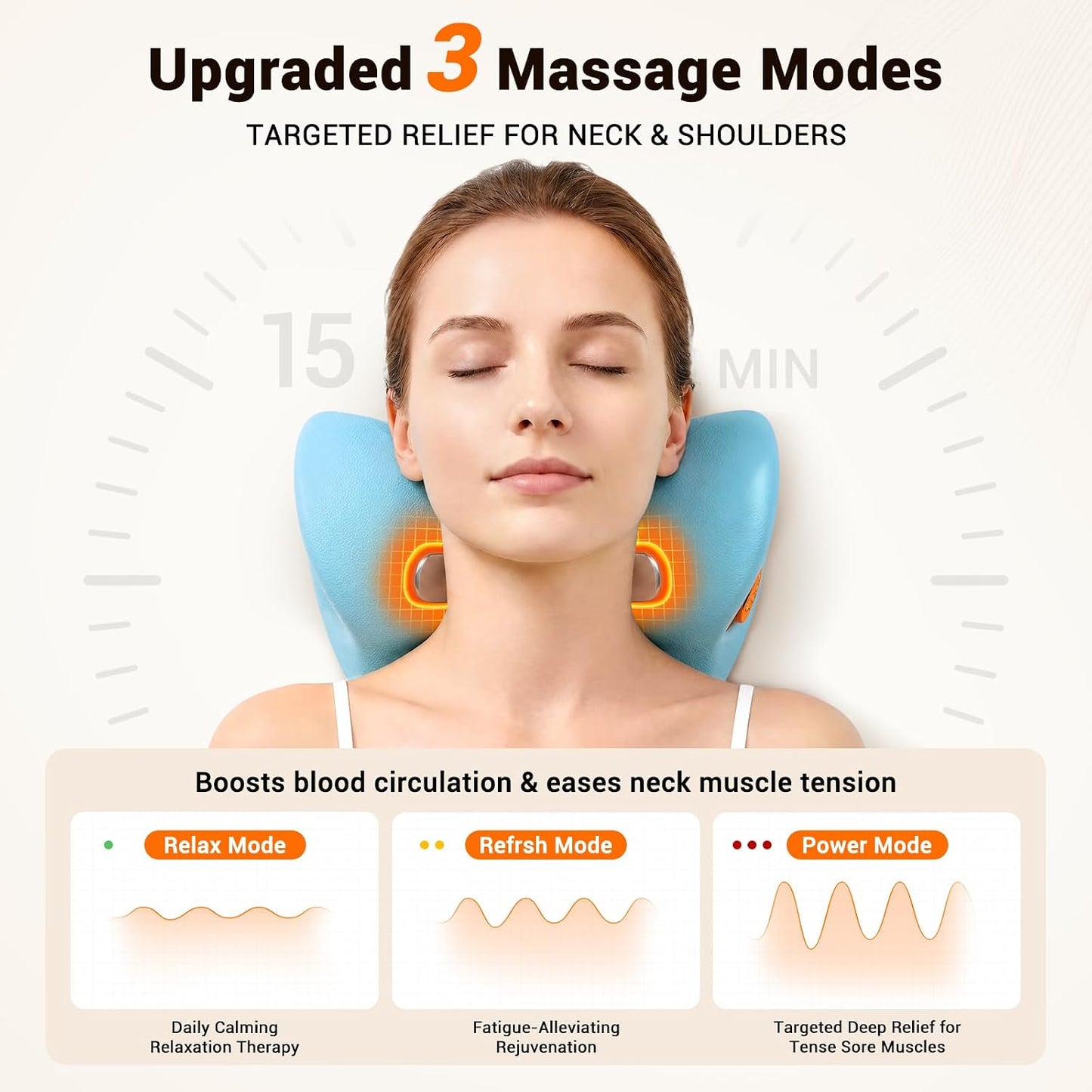 Neck Massager Pillow 2026 Upgraded 4-in-1, Multi-Directional Stretch Massage Pillow with Heat & Vibration, Ergonomic C-Shape Portable Massager for Neck, Shoulder, Back, Use at Home, Office