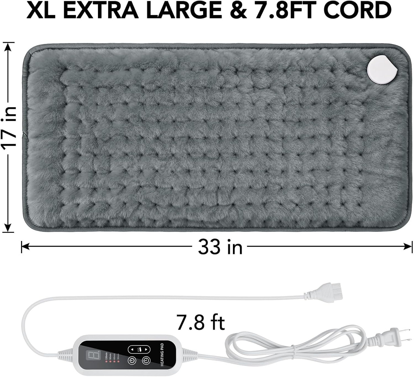 Extra Large Heating Pad for Back Pain Relief - 33"x17"Electric Heating Pad