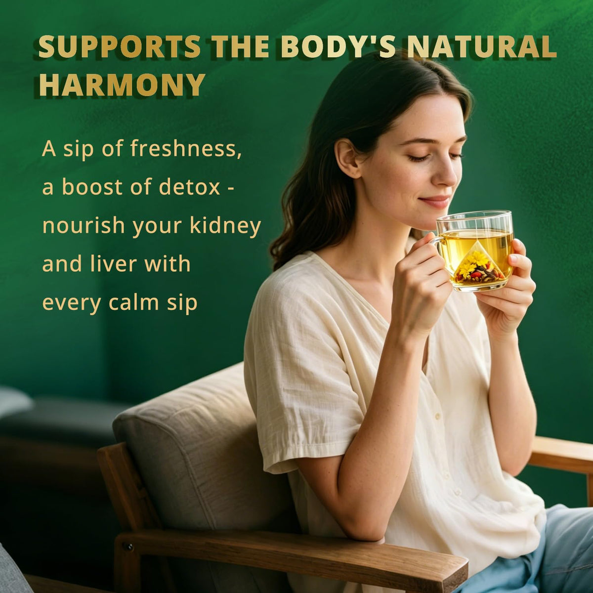 Liver & Kidney Detox Cleanse Herbal Tea - 11 Herbal Ingredients, Natural Blend Dandelion Wolfberry Goji Berry Milk Thistle & Chrysanthemum Tea - Chinese Kidney & Liver Health Tea Bags, Caffeine & Sugar Free, 15 Servings