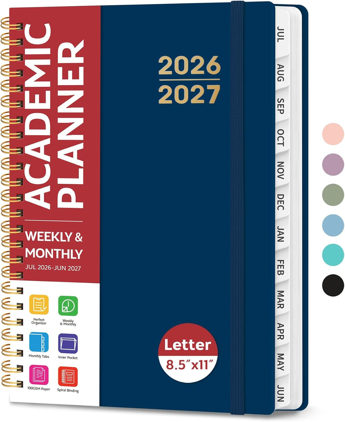 Taja Planner 2026-2027, Jul 2026-Jun 2027 Monthly & Weekly Calendar Book - Colors B