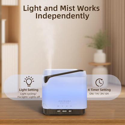 ASAKUKI Essential Oil Diffuser for Home Large 700 ml Humidifier | Automatic Shut-Off, Quiet Aromatherapy Diffuser with 7 LED Lights for Living Room, Kitchen, Bedroom, Hotel - White