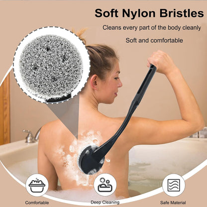Gobiteli Back Scrubber for Shower,20.5" Long Handle Shower Brush for Body for Deep Clean,Back Brush for Shower for Men Women(Grey)