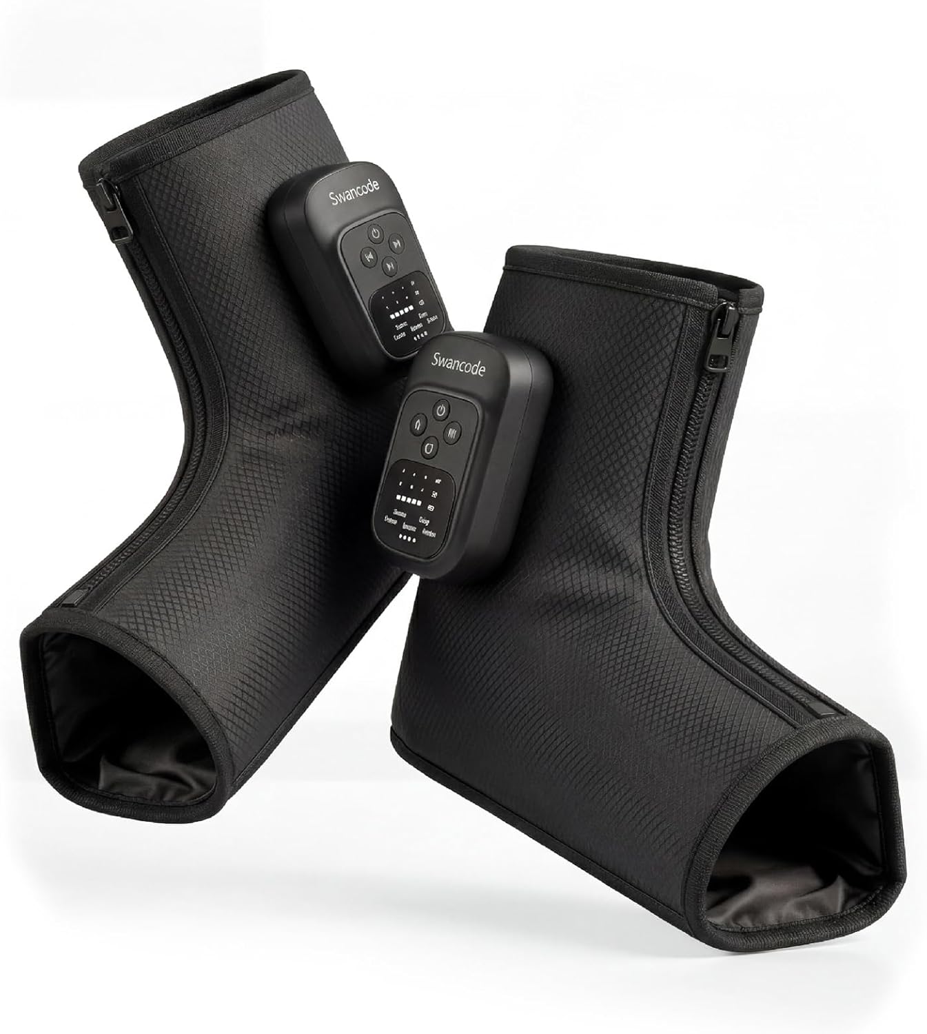 Foot Massager with Air Compression and Heat, Portable Cordless Ankle and Calf Massager with 5 Modes & 5 Intensities, Lightweight Compression Boots for Muscle Relaxation