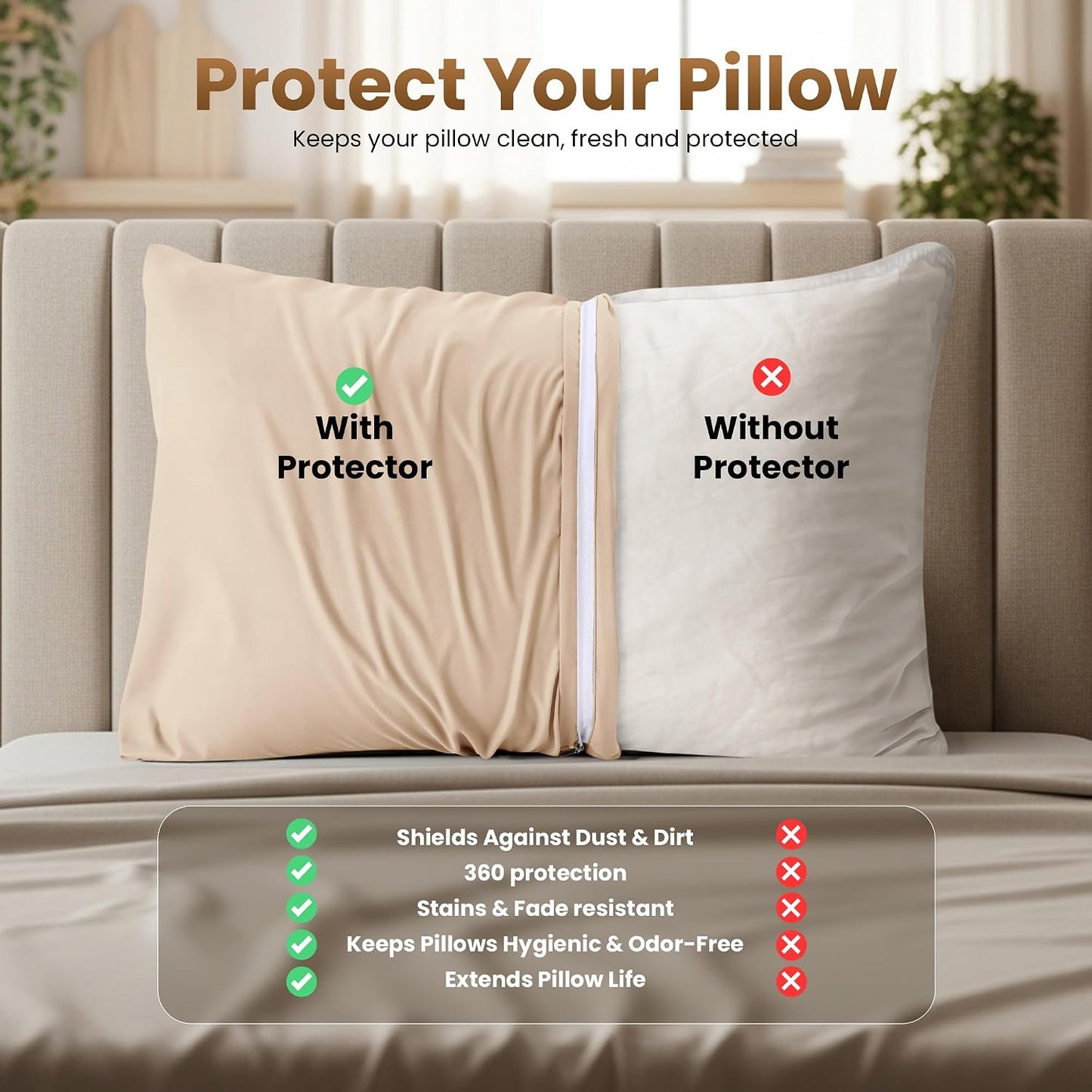 Utopia Bedding 4 Pack Pillow Protectors with Zipper Queen Size, Soft Brushed Microfiber Fabric Pillow Cases, Shrinkage and Fade Resistant Pillow Covers (White)