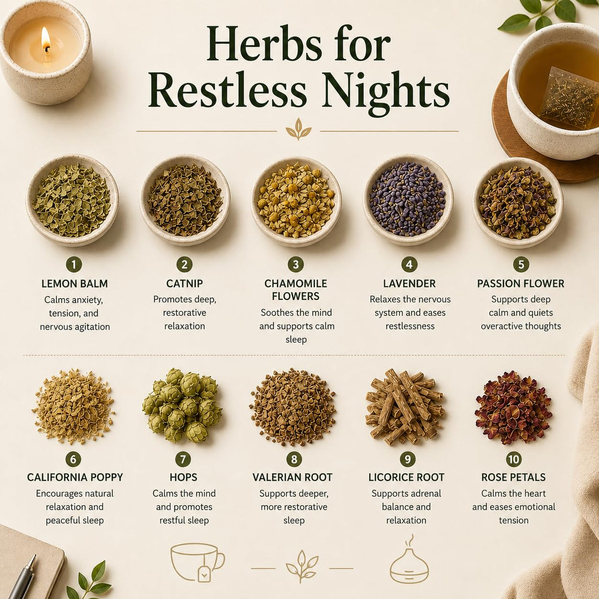 SLEEPING TEA – Knock-Out Blend with Valerian Root plus California Poppy and Hops for Deep Relaxation – Premium Organic Tea by Master Herbalist Khabir – Non-GMO, No Additives