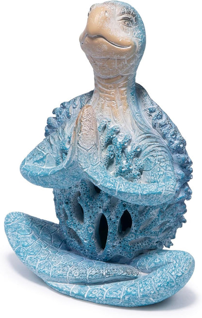 Hodao 2PCS Sea Turtle Meditation Yoga Figurines, Coastal Beach Decor