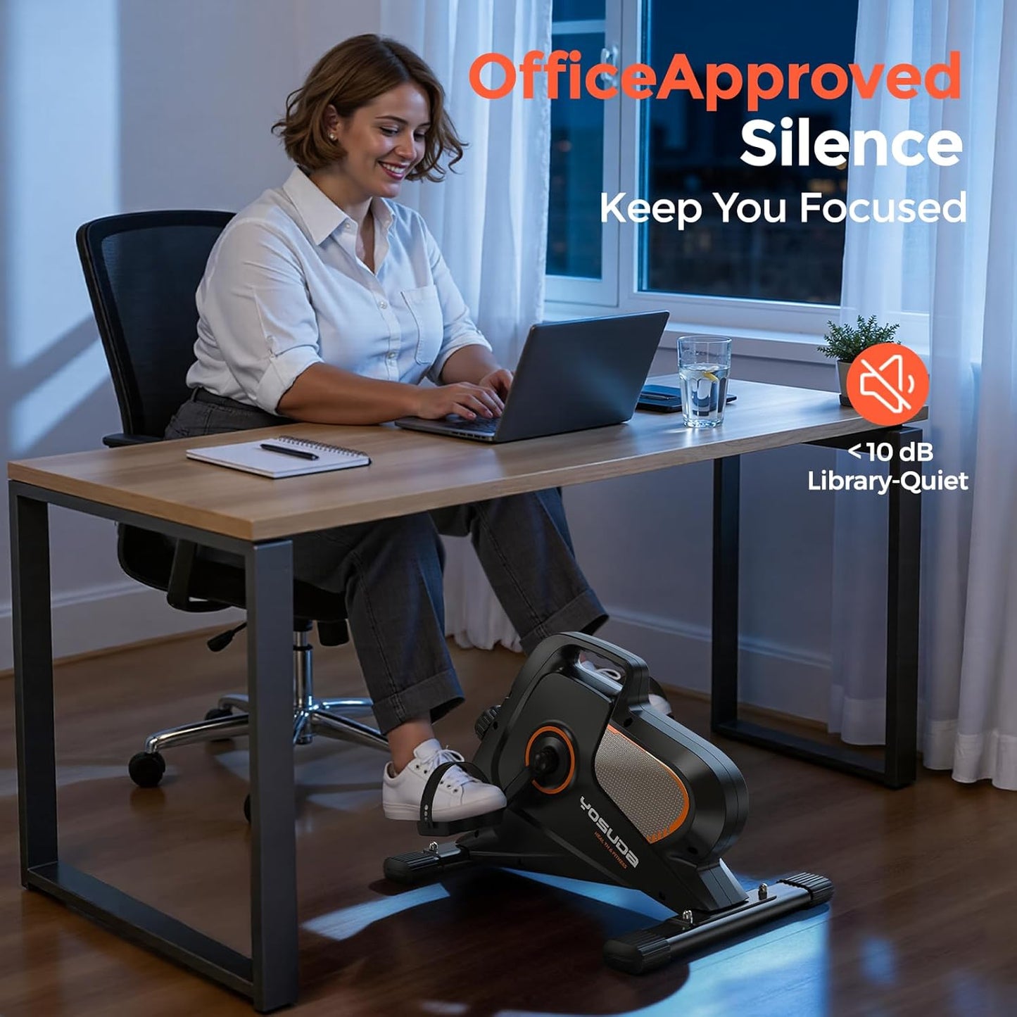 YOSUDA Under Desk Bike with 16-Level Magnetic Resistance, Mini Exercise Bike with Bluetooth App, Pedal Exerciser While Sitting for Office Workers & Seniors, for Home Exercise & Recovery