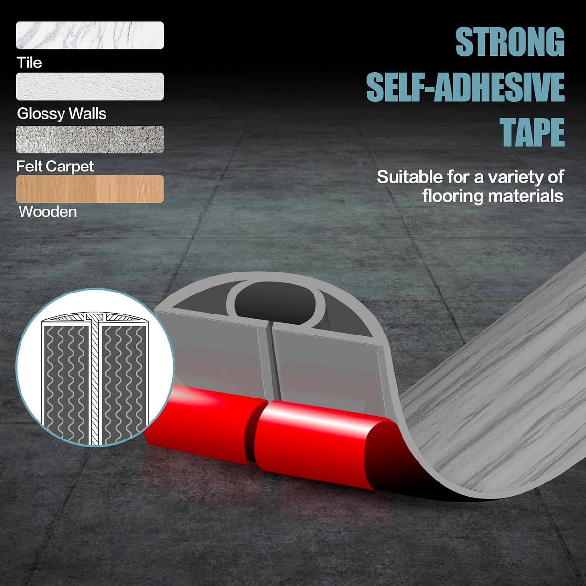 Floor Cord Cover Self Adhesive Cord Hider,10FT Cable Management, Extension Strip Protector for Wires, Prevent Cable Trips for Offices, Gyms, Exhibitions Cavity 0.39"(W) x 0.27"(H) BrownWood