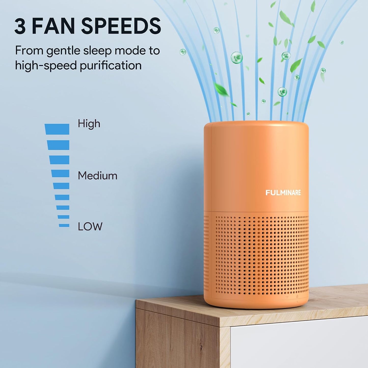 FULMINARE Air Purifiers for Home Bedroom H13 HEPA Air Purifier, 3 Speeds, Timer, 24dB, Small Mini Air Purifier with Night Light, Sage Green