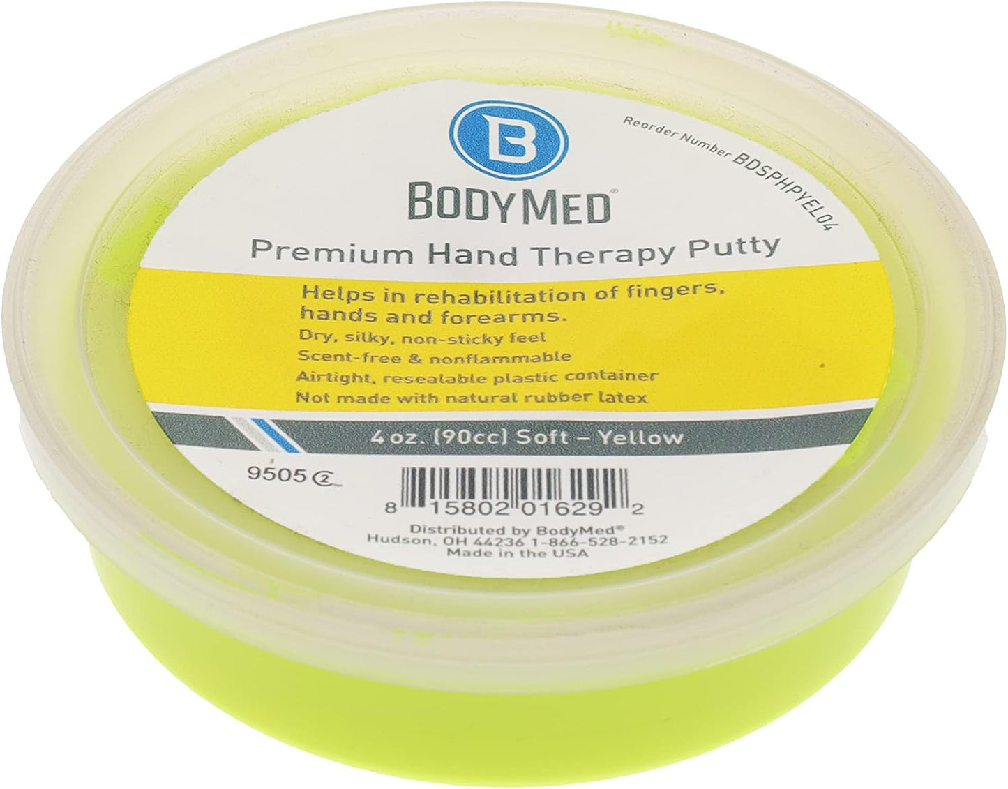 BodyMed Premium Hand Therapy Putty, Yellow, 6 Oz., Soft, Strengthening Therapy Putty for Physical Rehabilitation