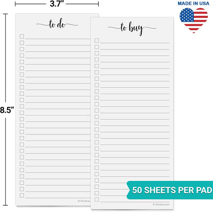 321Done To Do List Notepad, 2-Pack 50 Sheets Each, 3.7x8.5 College Ruled Pad, 70lb Matte Paper, Note Pad for Shopping List, Checklist To-Dos Tasks Planning for Home Office, Made in USA