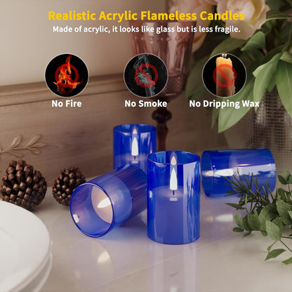 VIODAIM 12Pack Flickering Flameless LED Candles with Timer, Battery Powered - Small Pillar & Votive, Clear (2"X3")