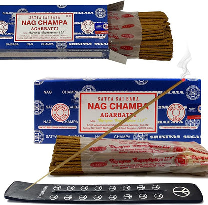 TRUMIRI Incense Stick Holder Bundle with Satya Sai Baba Nagchampa 250g Bulk Incense Sticks Nag Champa Agarbatti - Pack of 1 (Approx 250 Insence-Sticks)