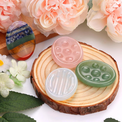 3 Pcs Thumb Worry Stones Green Aventurine Chakra Striped Opalite Anxiety Palm Stone Crystal Hand-Carved Healing Stones with 3 Kraft Cards Grounding Soothing Stones for Anxiety for Relief Meditation