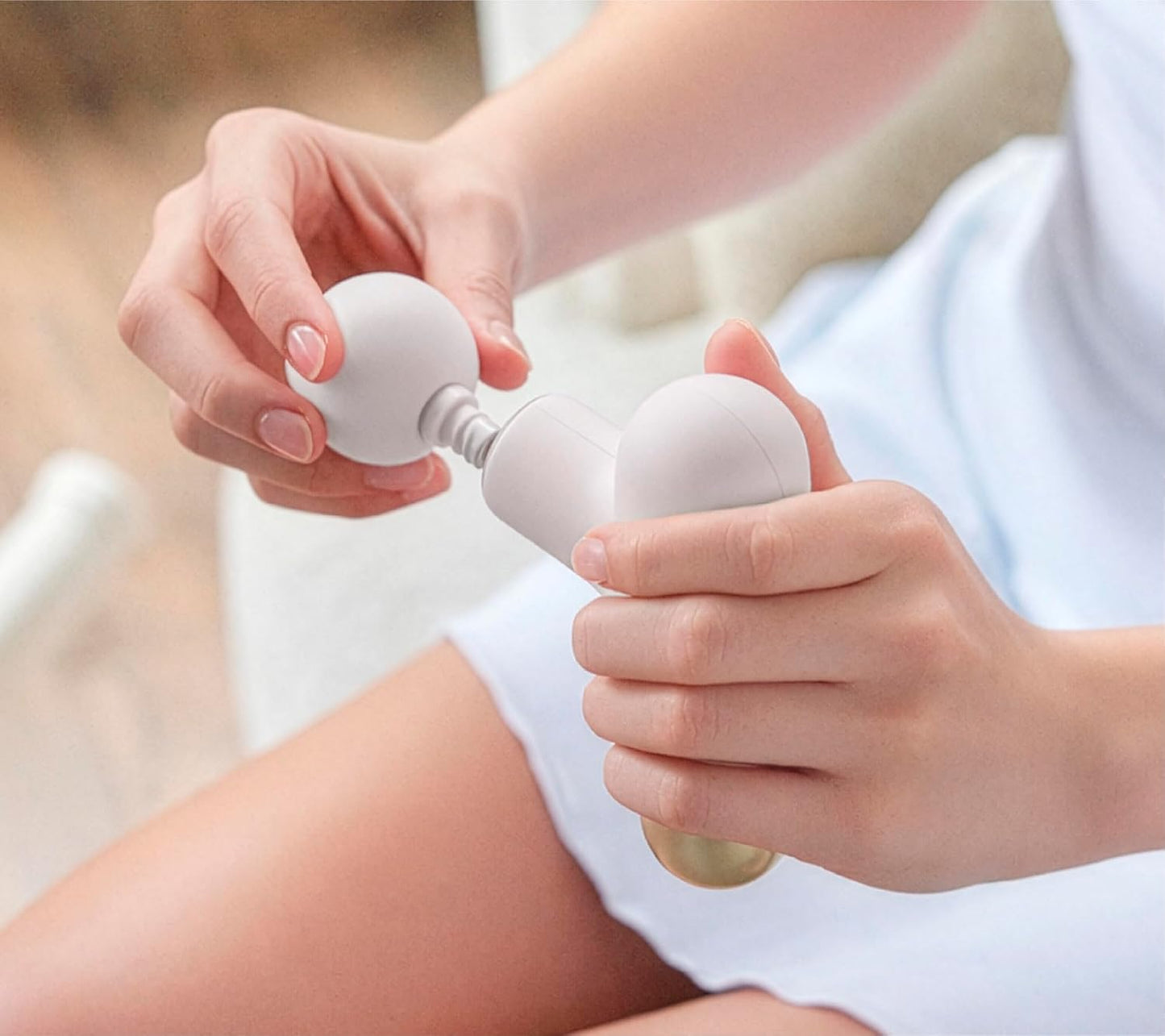 Sharper Image Powerboost Move - Mini Percussion Massage Gun| 4 Attachments, 4 Speeds, FSA Eligible| Full Body Back & Shoulder Massager| Deep Tissue Muscle Recovery| Portable Pain Relief Massage Tool