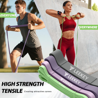 LEEKEY Pull Up Assistance Bands,Muit Levels Resistance Bands for Senior/Adults,Exercise Bands with Door Anchor, Strength Bands for Fitness Training, Physical Therapy,Home Gym Workouts