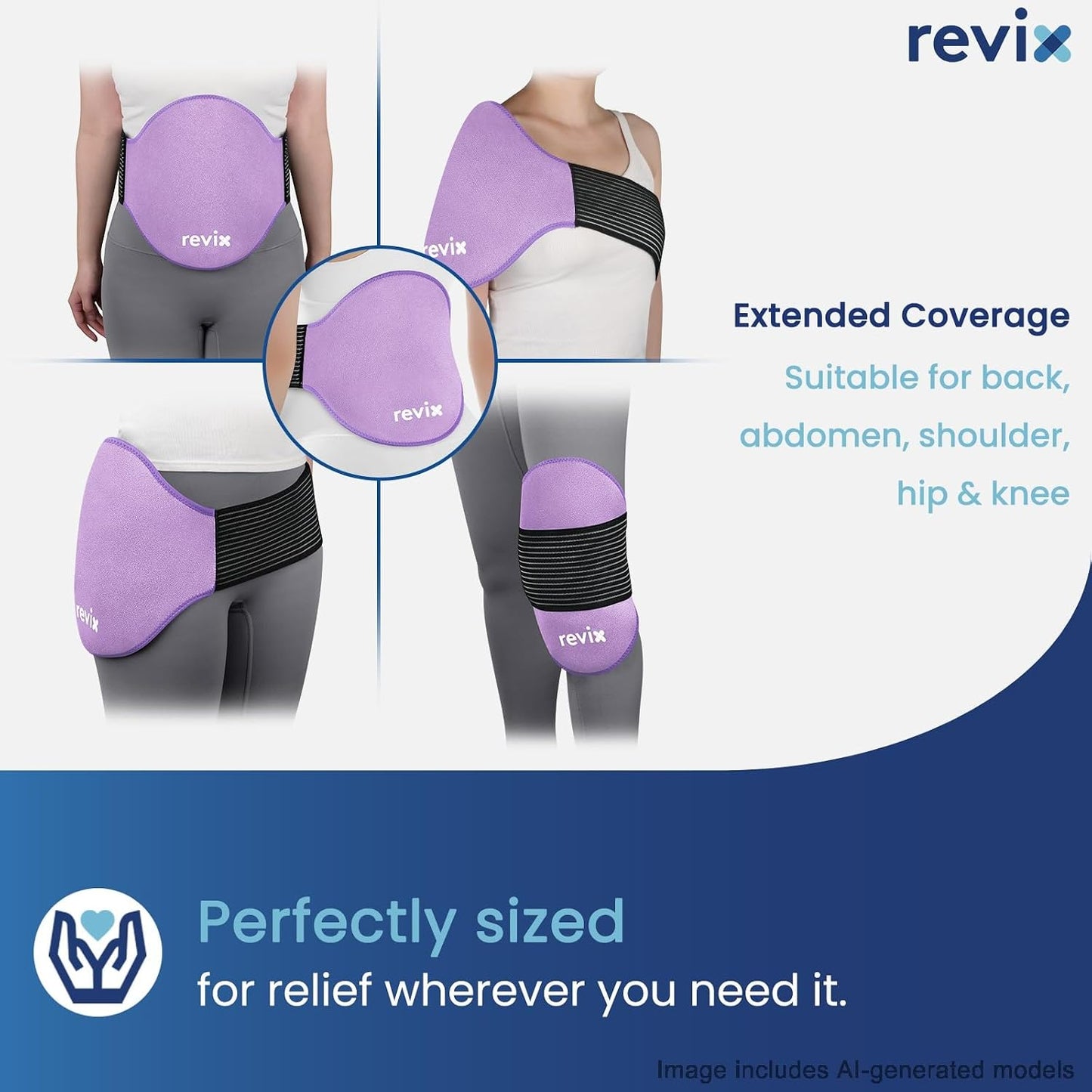 REVIX Extra Large Ice Pack for Back, 2 Packs, Reusable Gel Ice Pack Wrap for Lower Back, 13.4” x 11”, Cold Compress Therapy for Waist, Lumbar Discomfort Relief, Muscle Relaxation, Blue