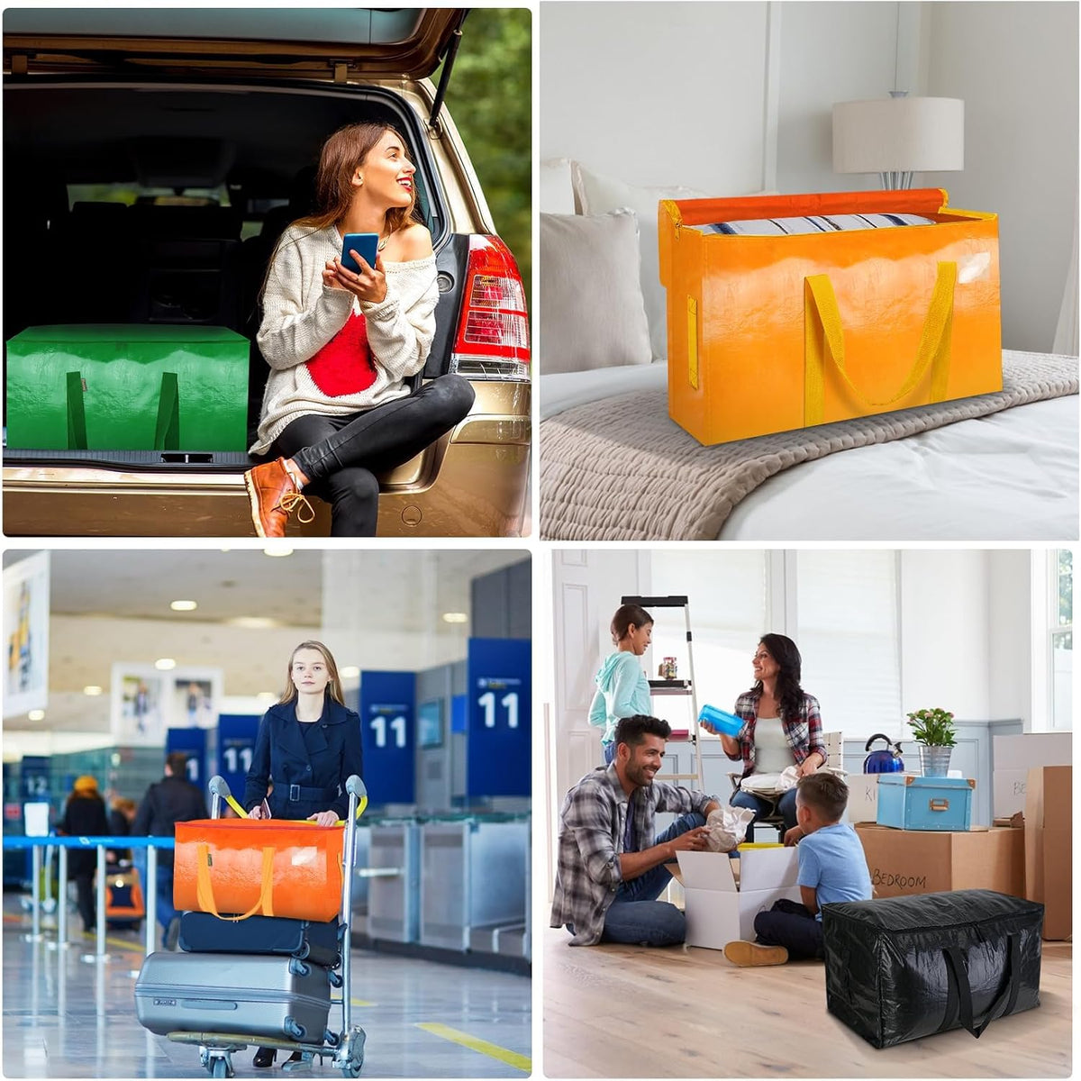 BALEINE Oversized Moving Bags with Reinforced Handles, Heavy-Duty Storage Tote for Clothes, Moving Supplies (Clear)