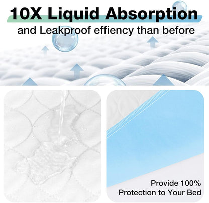 Bed Pads Washable Waterproof, 52" x 34" (2 Pack) Incontinence Bed Pads, Waterproof Mattress Protector & Washable Pee Pads, Perfect for Adults, The Elderly and Pets