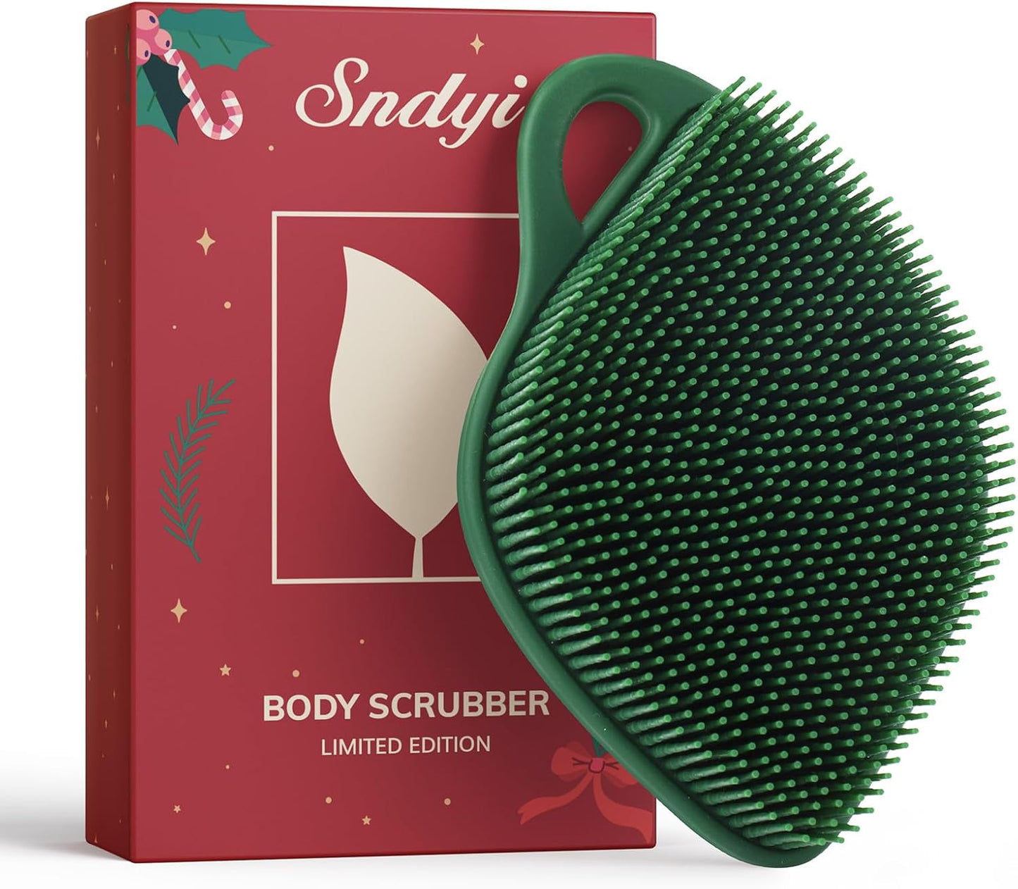 Sndyi Silicone Body Scrubber, Gentle Exfoliating Body Scrubber for Sensitive Skin, Leaf Shaped Shower Scrubber for Body with Lathering Bristles, Silicone Loofah Body Brush for Showering, Oatmeal