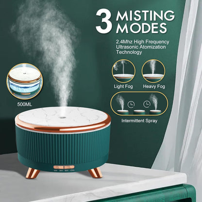 Diffusers for Essential Oils Large Room, 500ml Aromatherapy Diffuser Cool Mist Humidifier with Remote Control,7 Colors Lights & 5 Mist Mode Waterless Auto Off for Women Office Home