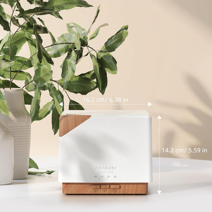 ASAKUKI Essential Oil Diffuser for Home Large 700 ml Humidifier | Automatic Shut-Off, Quiet Aromatherapy Diffuser with 7 LED Lights for Living Room, Kitchen, Bedroom, Hotel - White