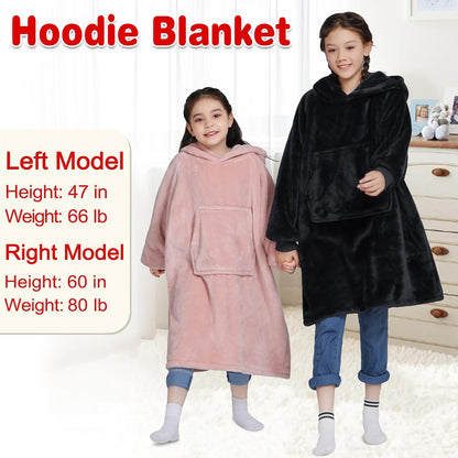 Waitu Wearable Blanket Sweatshirt Gifts for Women and Men, Warm and Cozy Giant Blanket Hoodie, Thick Flannel Blanket with Sleeves and Giant Pocket - Dark Gray