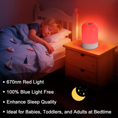 Red Light Therapy for Sleep, Red Night Light, Touch Dimmable-670NM Light Lamp for Adults & Kids, Night Lights with 670nm for Stress Relief Relaxation Travel Meditation and Yoga