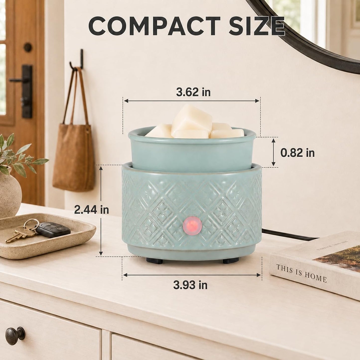 mocosa Ceramic Wax Warmer Wax Melt Warmer for Scented Wax 3-1 Electric Candle Warmer Home Fragrance Wax Burner for Mom Women(White-Fan Shaped)