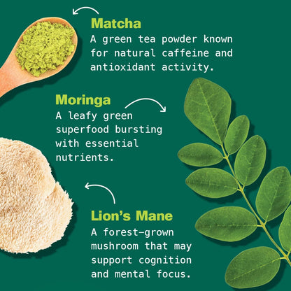 Kuli Kuli Organic Moringa Powder Matcha Green Tea Latte - Lion's Mane