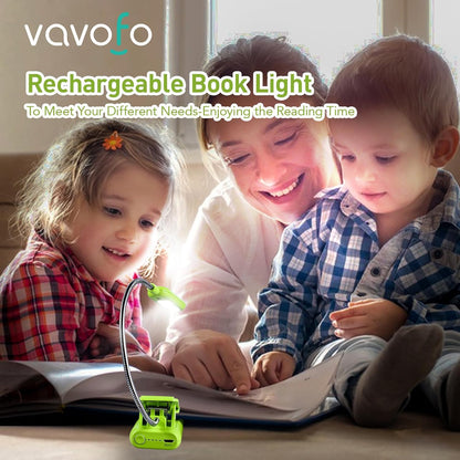 VAVOFO Clip On Book Light for Bed Kids, 7 LED Reading Light with 9-Level Warm Cool White Daylight, Eye Care Lamp with Power Indicator for Bookworms (Blue)