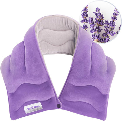 Neck Heating Pad Microwavable for Pain Relief, Moist Hot Compress Microwave Neck Warmer Wrap FSA Eligible HSA for Sore Muscles Relief, Lavender Aroma, 25 x 5.7 Inches, Blue