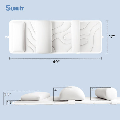 Sunlit Ultra Soft Full Body Bath Pillow for Bathtub, Luxury Thick Tub Pillow for Head Neck Back Support with Lumbar Pillow Multi-Function Stopper, Spa Pillow with Strong Suction Cups, Bath Accessories