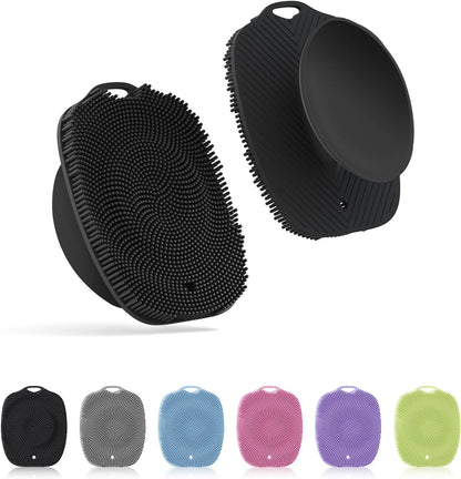 Soft Silicone Body Scrubber, Gentle Like a Hand Exfoliating Your Skin and Build Up Lather Easily, Back Large Suction Cup Easy to Store, Long-Lasting & Deep Clean (Pink)