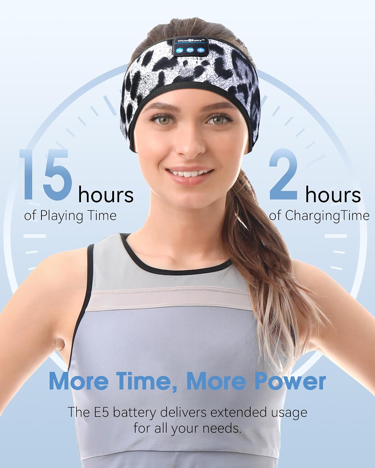 MUSICOZY Sleep Headphones Bluetooth 5.4 Headband, Sports Wireless Earphones Sweat Resistant Earbuds Sleeping Headphone with Ultra-Thin HD Stereo Speaker for Workout Running Cool Gadgets Unique Gifts