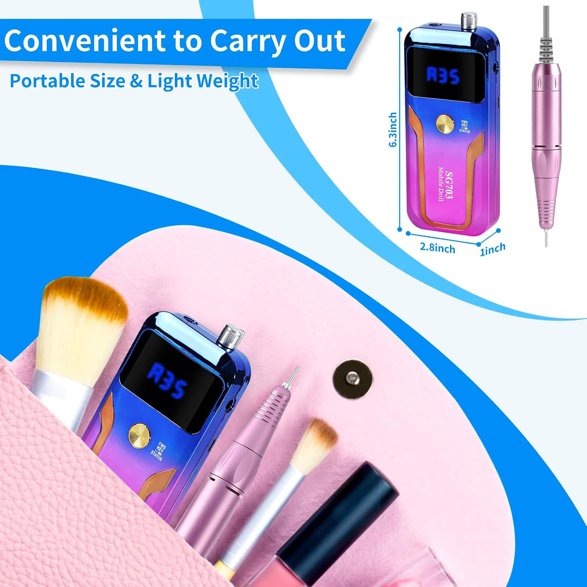 MOCOWIND Portable Nail Drill Professional 35000 RPM, Electric Nail E File