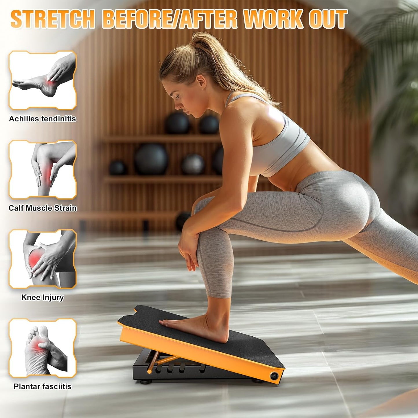 Naitesen Steel Slant Board Calf Stretcher for Squat 600lbs Weight Capacity Adjustable Incline Balance Board for Relieving Plantar Fasciitis Achilles Tendonitis Muscle Injuries Home Gym or Commercial