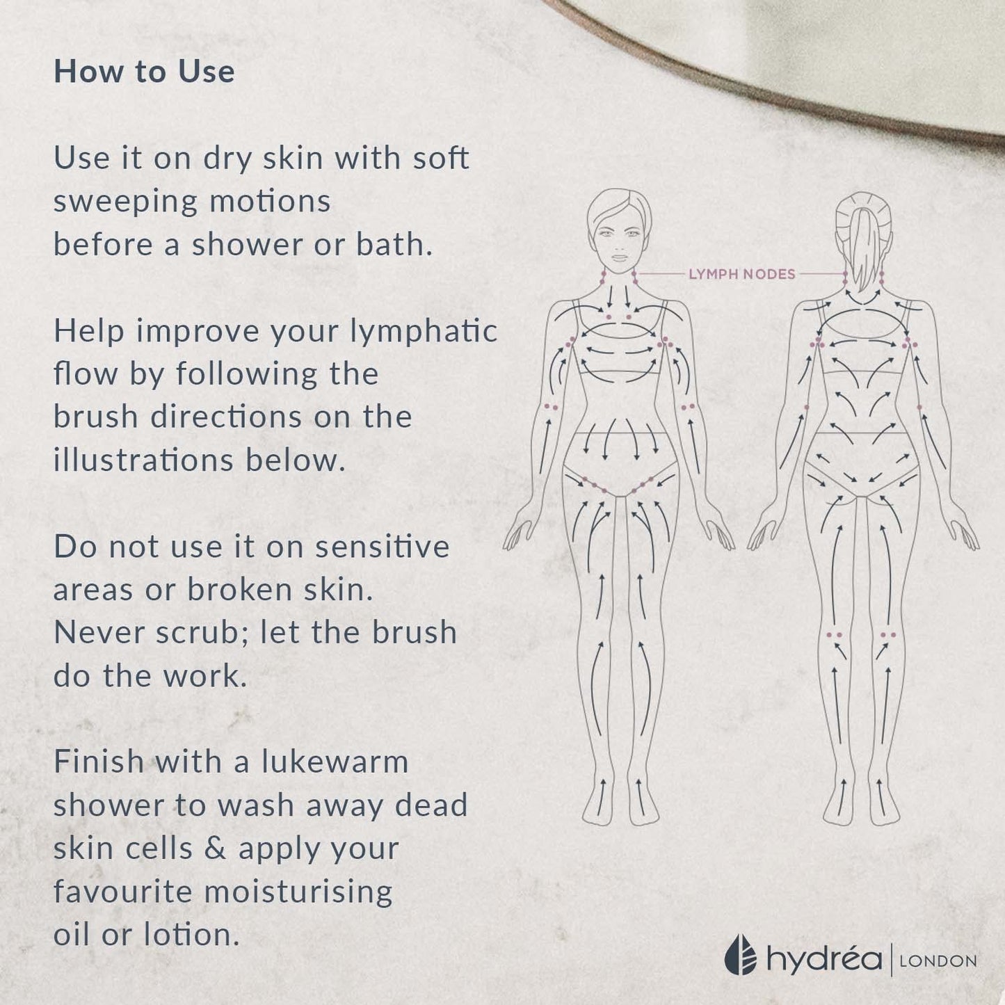 Hydrea London Dry Brushing Body Brush with Cactus Bristle - Cellulite Remover, Vegan Best Dry Brush for Flawless Skin, Helps Improve Lymphatic Drainage - FSC® Certified Beechwood.