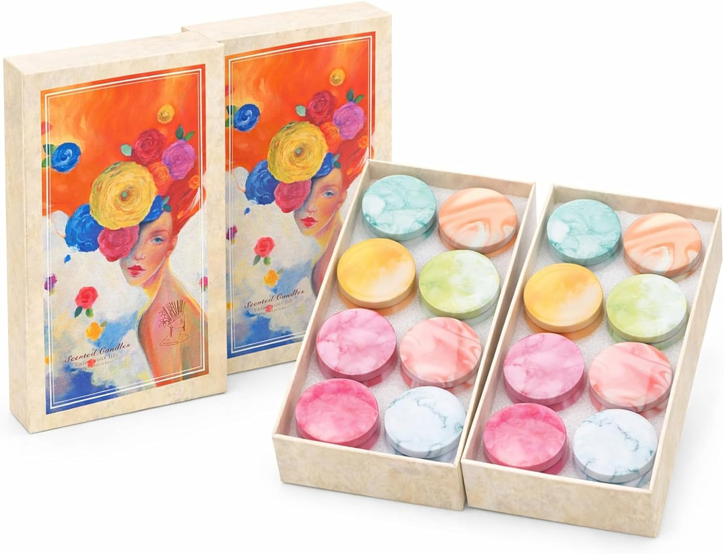 Candles, Scented Candles Gift Set for Women, 8 Pack Fruity Floral Soy Wax Aromatherapy Candles, Travel Tin Candles in Artist Gift Box, Birthday Gifts for Mom, Wife, Sister, Friend, Housewarming