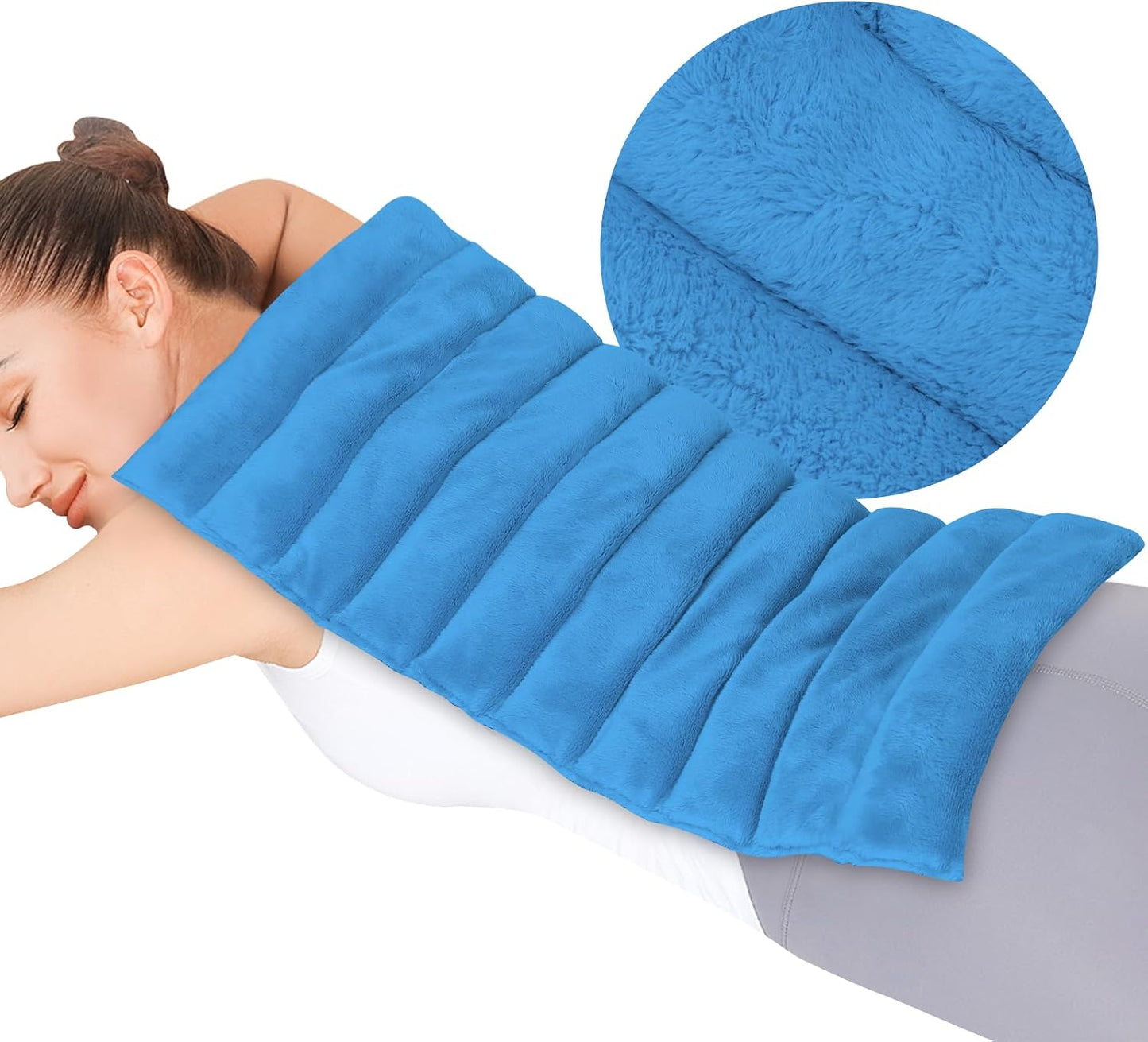 REVIX Extra Large Heating Pad Microwavable for Back with Moist Heat, Microwave Heated Wrap for Full Back, Neck Shoulder and Muscles, Rose Velvet XXL Rice Bean Bag