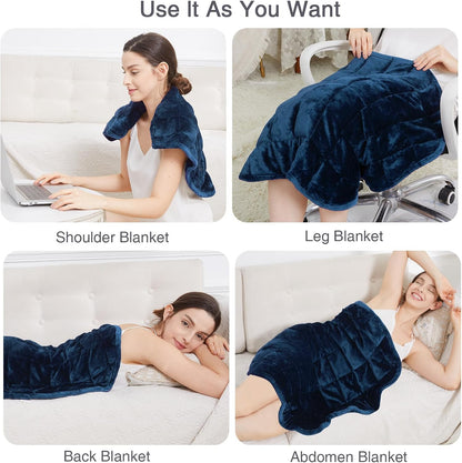 Alomidds Weighted Lap Blanket 7lbs, Cozy Breathable Flannel Weighted Lap Pad for Adults, Small Weighted Blanket for Travel, Couch, Green, 29" x 24"